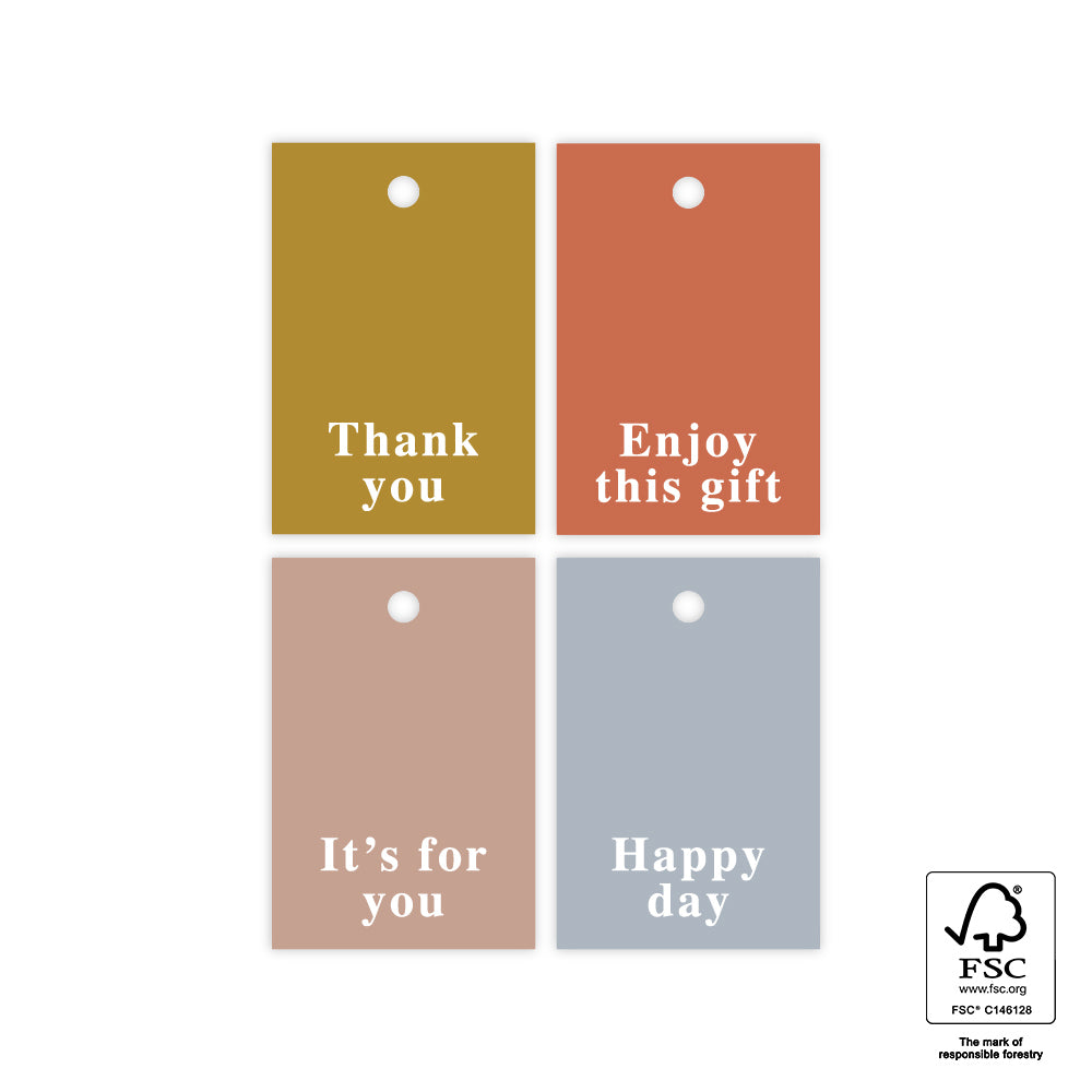 Cadeaulabels | Tekst | 4 kleuren | 4 stuks