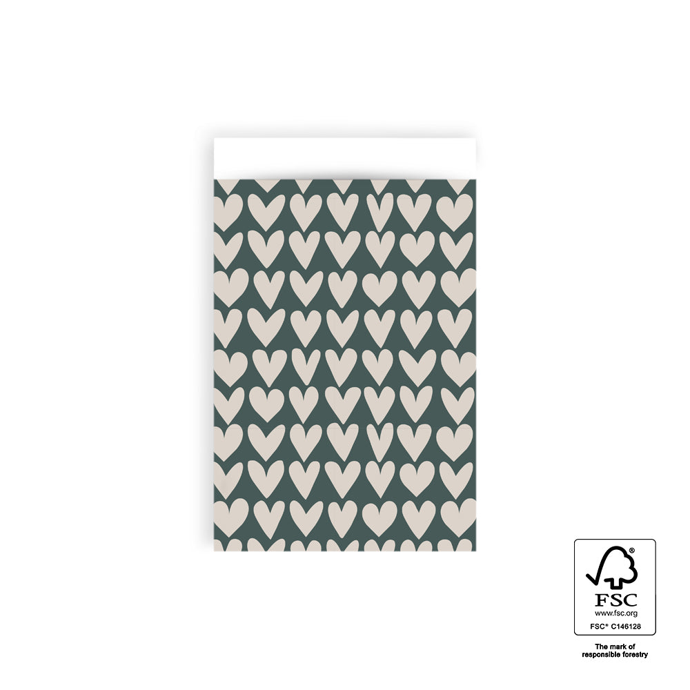 Cadeauzakjes | Hearts | Petrol | 12 x 19 cm | 5 stuks