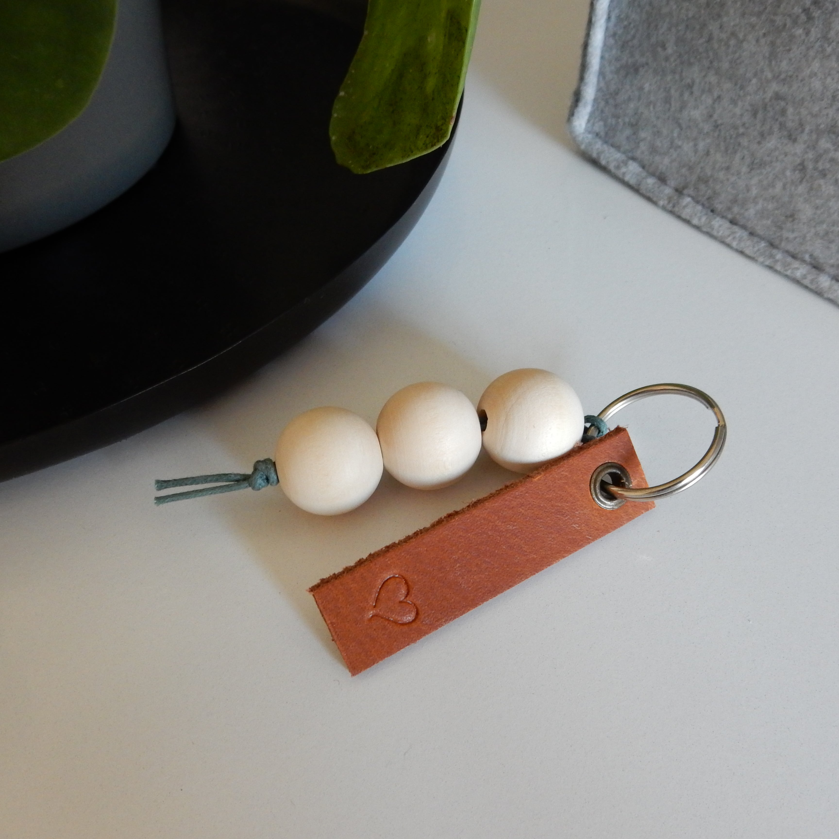 Sleutelhanger | Cognac met hartje