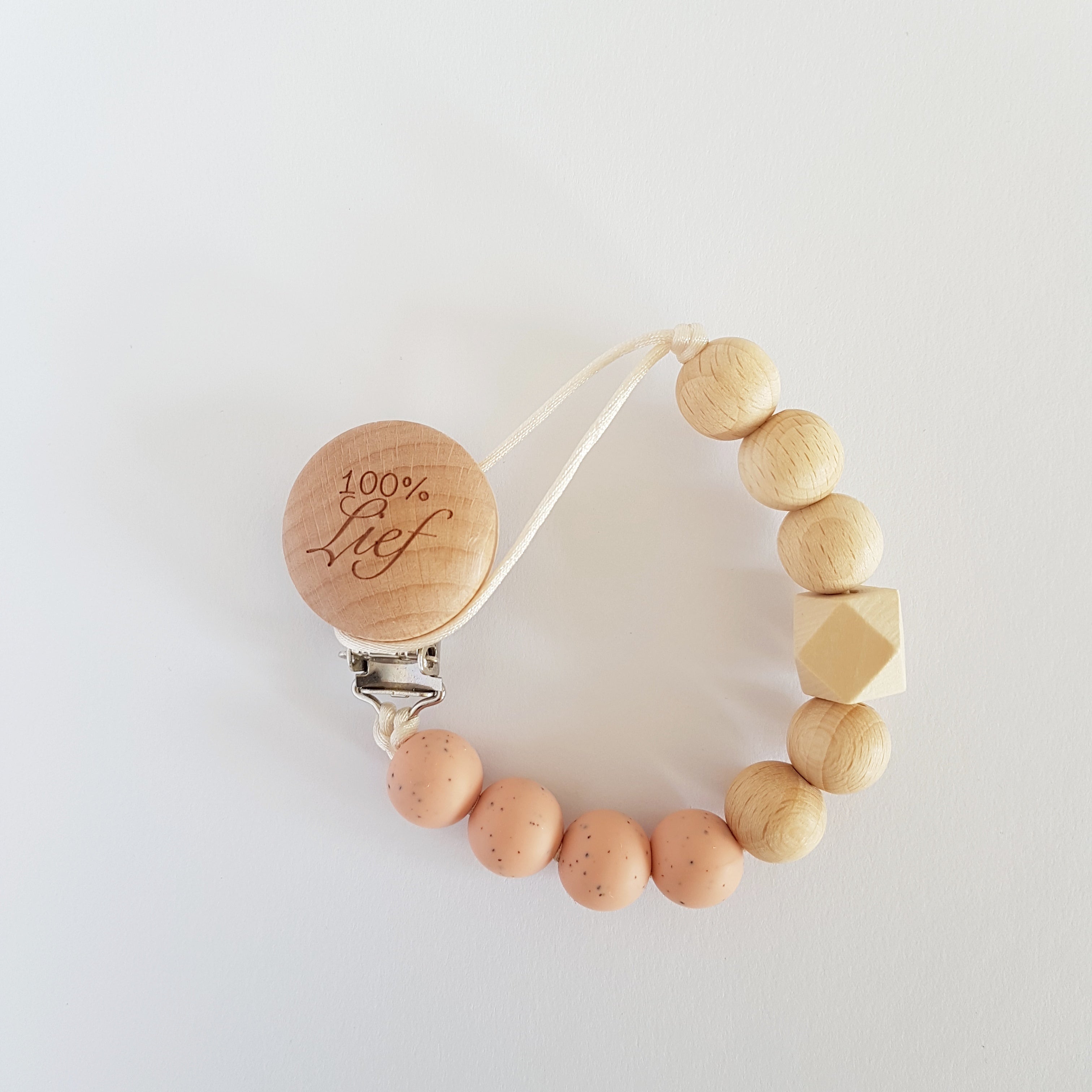 Speenkoord | Zalmroze spikkels | 100% lief