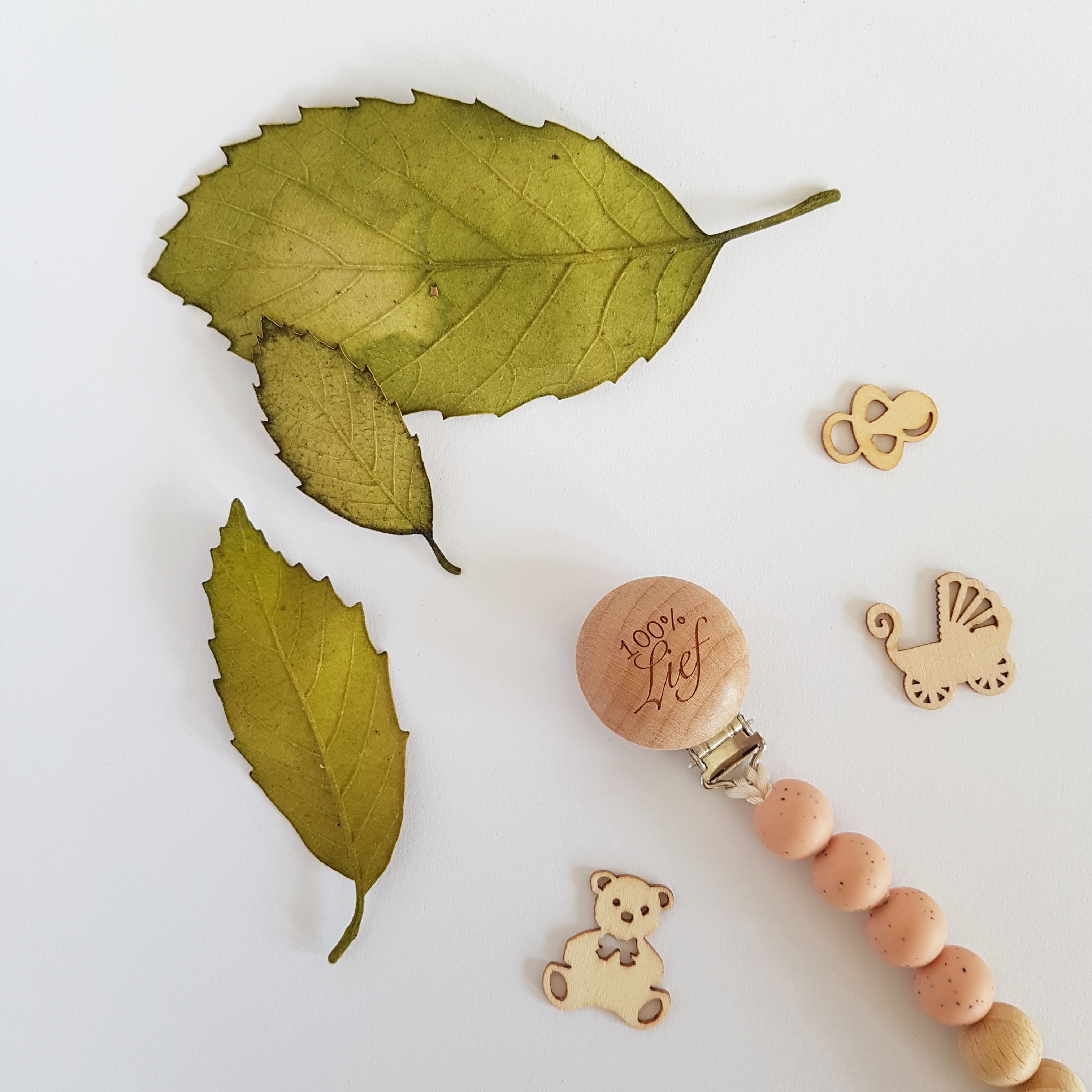 Speenkoord | Zalmroze spikkels | 100% lief